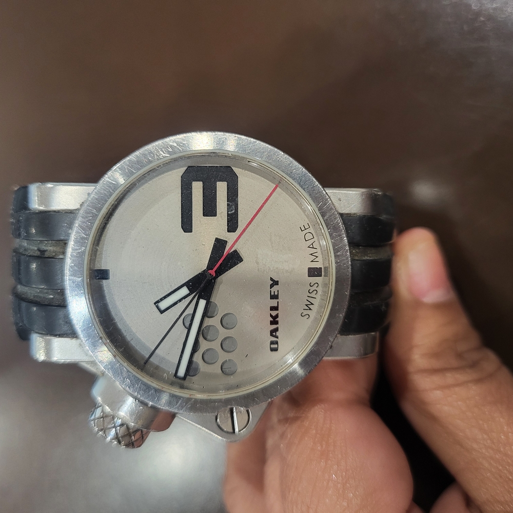 Oakley Silver and Black Men's Watch